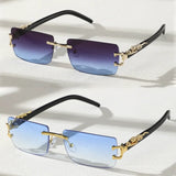 🕶️ 1PC/2PCS Gafas de sol rectangulares sin marco de moda: modernas y personalizadas para uso diario