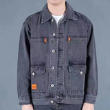 Vintage Men’s Patchwork Denim Jacket – Detachable Streetwear Outerwear for Spring & Autumn