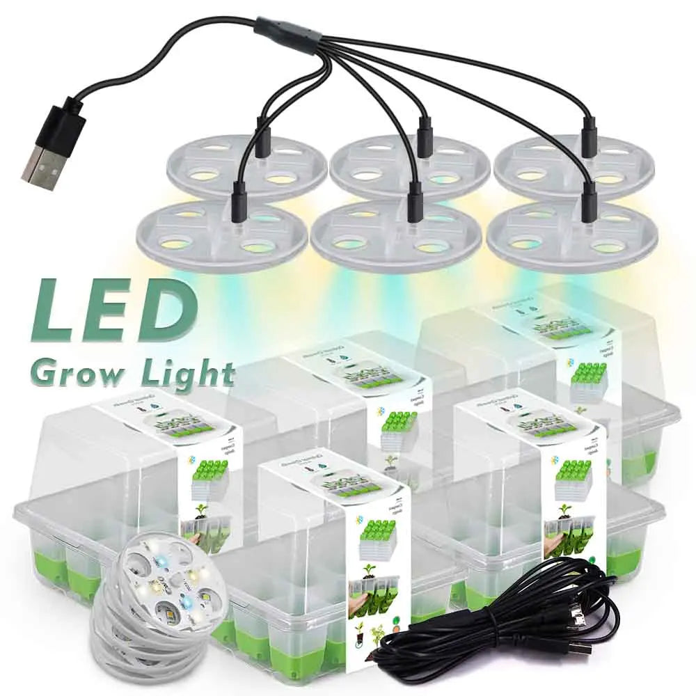 LED Grow Light Seed Starter Kit - Indoor Germination Tray with Transparent Dome