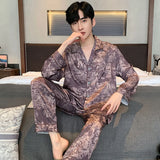 Men’s Silk Satin Pajama Set – Lightweight Luxury Sleepwear with Turn-Down Collar
