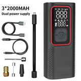 Portable Electric Air Pump with Tire Inflator, Pressure Gauge & Emergency Light