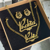 Custom Crown Name Jewelry Set - Personalized Stainless Steel Necklace & Bracelet Gift