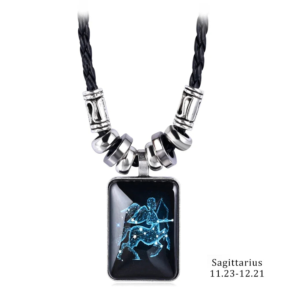 Trendy Geometric Glass Pendant Necklace for Women – Zinc Alloy & Leather Design