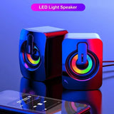 Compact Stereo Computer Speaker with LED Lights and 3.5mm AUX for PC and MacBook