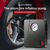 Portable 12V Car Air Compressor with LED Light and Tire Pressure Gauge