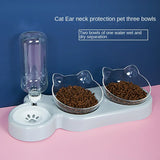 Elevated Pet Bowls for Dogs & Cats - Double Feeder with Water Dispenser