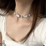 Neo-Gothic Crystal Choker Necklace – Trendy Stainless Steel Statement Jewelry for Women