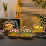 Lámpara de noche LED con tulipanes artificiales hecha a mano: lámpara de noche DIY para dormitorio y regalos