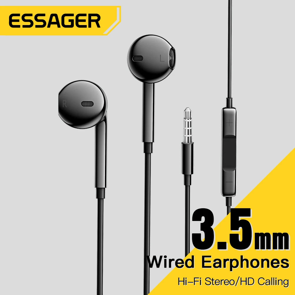 Wired Earbuds with Microphone - 3.5mm In-Ear Headphones for Sports & Phones (Multi-Color)