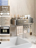 Estante de baño de aluminio sin taladros: estante de almacenamiento y champú para montaje en pared