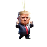 Trump Christmas Ornament - Funny 2D Acrylic Hanging Decor for Tree & Car