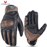 Vintage Leather Motorcycle Gloves – CE Certified with Touchscreen & Knuckle Protection