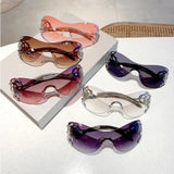 Gafas de sol sin montura KLASSNUM Y2K: lentes con degradado elegantes para mujeres