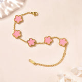 Trendy Stainless Steel Plant Charm Bracelet for Women