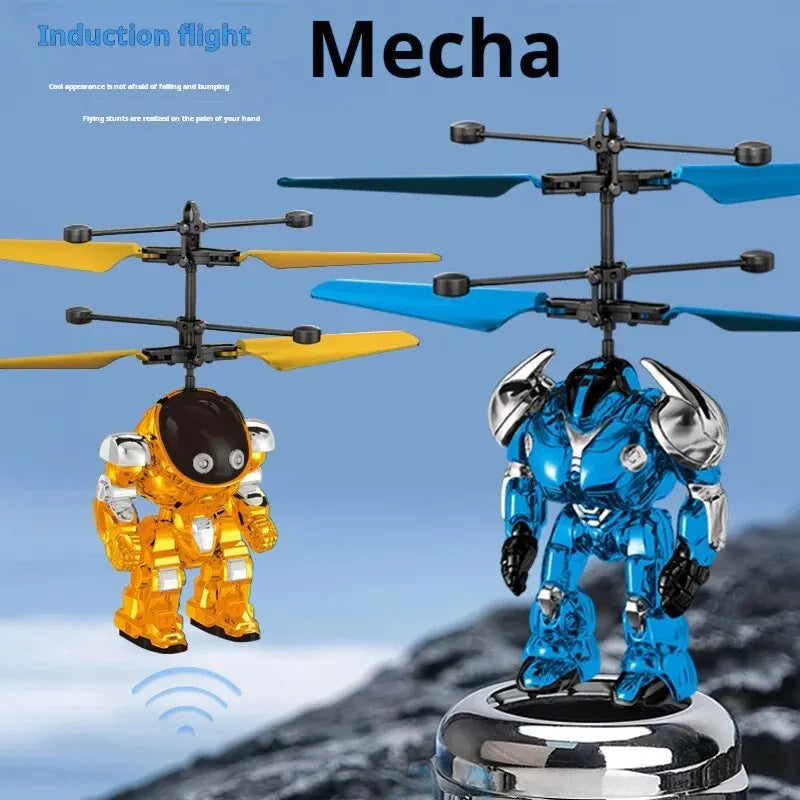 Robot volador con detección de gestos Mech Warrior: dron luminiscente con LED y control mediante aplicación