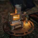 Retro Stainless Steel Outdoor Camping Stove with Windproof Design and Adjustable Flame