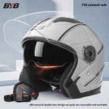 Retro 3/4 Motorcycle Helmet with Double Visor - ABS+PC Open Face Helmet for Scooters
