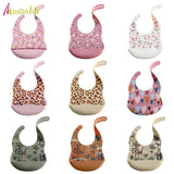 Fashionable Cartoon Printed Waterproof Silicone Baby Bib – Adjustable, Soft & Durable Feeding Bib for Infants and Toddlers