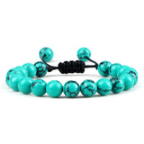 Pulseras ajustables con dijes para parejas: cuentas de piedra natural, cuerda de macramé en blanco y negro, joyería de moda para distancia