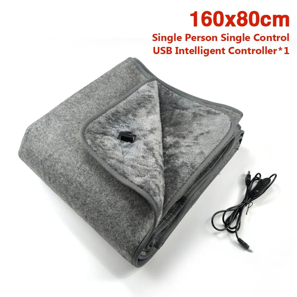 Electric Heated Blanket – Dual-Control, 5V Low Voltage, 5-Temperature Settings for Single or Double Bed Use