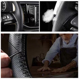 Luxury Hand-Stitched Microfiber Car Steering Wheel Cover – Anti-Slip & Wear-Resistant