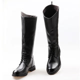 Men’s Knee-High Motorcycle Boots – PU Leather Winter Riding Boots with Zipper Closure