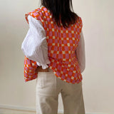Women’s Warm Puffer Vest – Stylish Printed Sleeveless Open Front Cardigan for Autumn & Winter