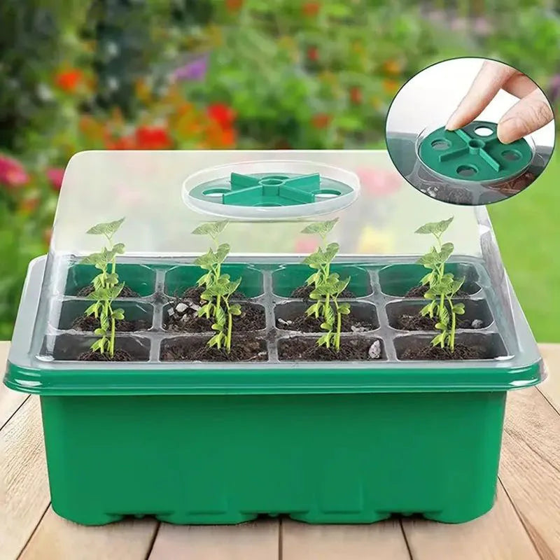 12-Cell Plastic Seed Starter Tray - Reusable Propagation Kit for Succulents & Seedlings