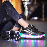 High-Top Waterproof LED Light-Up Shoes for Teens – Unisex Hook & Loop Sneakers (Ages 14+)