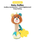 Muñeco de peluche con agarre manual de goma dental para bebé: juguete sonajero relajante interactivo