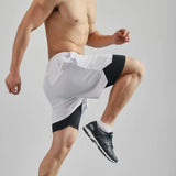 Pantalones cortos deportivos de secado rápido 2 en 1 para hombre: pantalones cortos para correr transpirables de doble capa