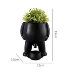 Funny Ceramic Peeing Planter with Artificial Plant for Desktop Decoration