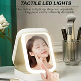 Rechargeable LED Makeup Mirror with Storage – 3-Color Adjustable Travel Vanity