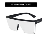 Vintage Flat Top Sunglasses – Black Square UV400 Gradient Shades for Men & Women