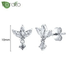 Sterling Silver Zircon Hoop Earrings for Women – Elegant Star & Heart Design