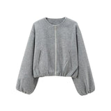 Women's Stylish Bomber Jacket with Crew Neck – Soft, Trendy & Versatile Outerwear