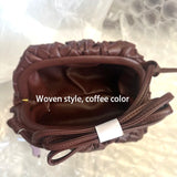 Women's PU Leather Dumpling Shoulder Bag – Elegant Ruched Crossbody & Clutch Handbag