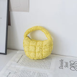 Mini Dumpling Shaped Linen Bag with Zipper Pocket – Soft Baguette Tote for Everyday Use