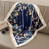 Pañuelo cuadrado de seda con estampado de caballos de lujo de 70 × 70 cm: elegante pañuelo de satén para mujer