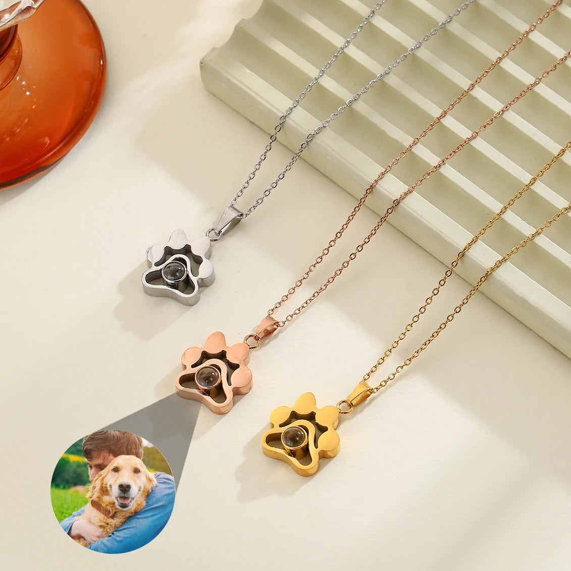 Collar con proyección de pata de perro personalizado: colgante con foto personalizado