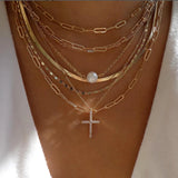 Collar vintage de varios estilos en color dorado nuevo para mujer, conjunto de collares con colgante de cristal multicapa de estilo bohemio y moderno, regalos de joyería