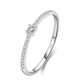 Trumium 2mm 925 Sterling Silver Rings For Women Zircon Inlaid Half Eternity Stacktable Ring Fine Jewelry for Wedding Anniversary