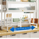 Escurridor de platos para colocar sobre el fregadero: organizador de drenaje y almacenamiento de acero inoxidable para la cocina