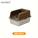 XL Stainless Steel Cat Litter Box with Lid – High Sides, Odor-Resistant, for Large & Small Cats
