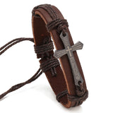 Retro Punk Cross Faith Leather Bracelet – Adjustable Christian Jewelry Gift