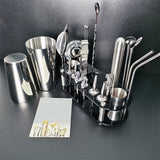 Juego de coctelera Boston: kit de herramientas de barra profesional con soporte