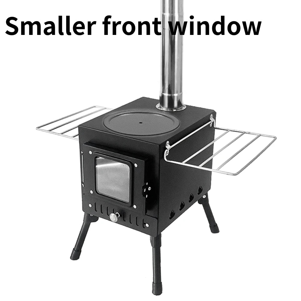 Foldable Stainless Steel Outdoor Firewood Stove with Fire-Viewing Window