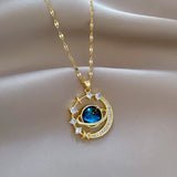 Romantic Blue Planet Pendant Necklace for Women