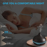 USB Essential Oil Diffuser & Humidifier – Wood Grain, 7-Color LED, Remote Control