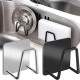 Soporte de acero inoxidable para esponja de fregadero: rejilla de secado de drenaje adhesiva para organizar la cocina